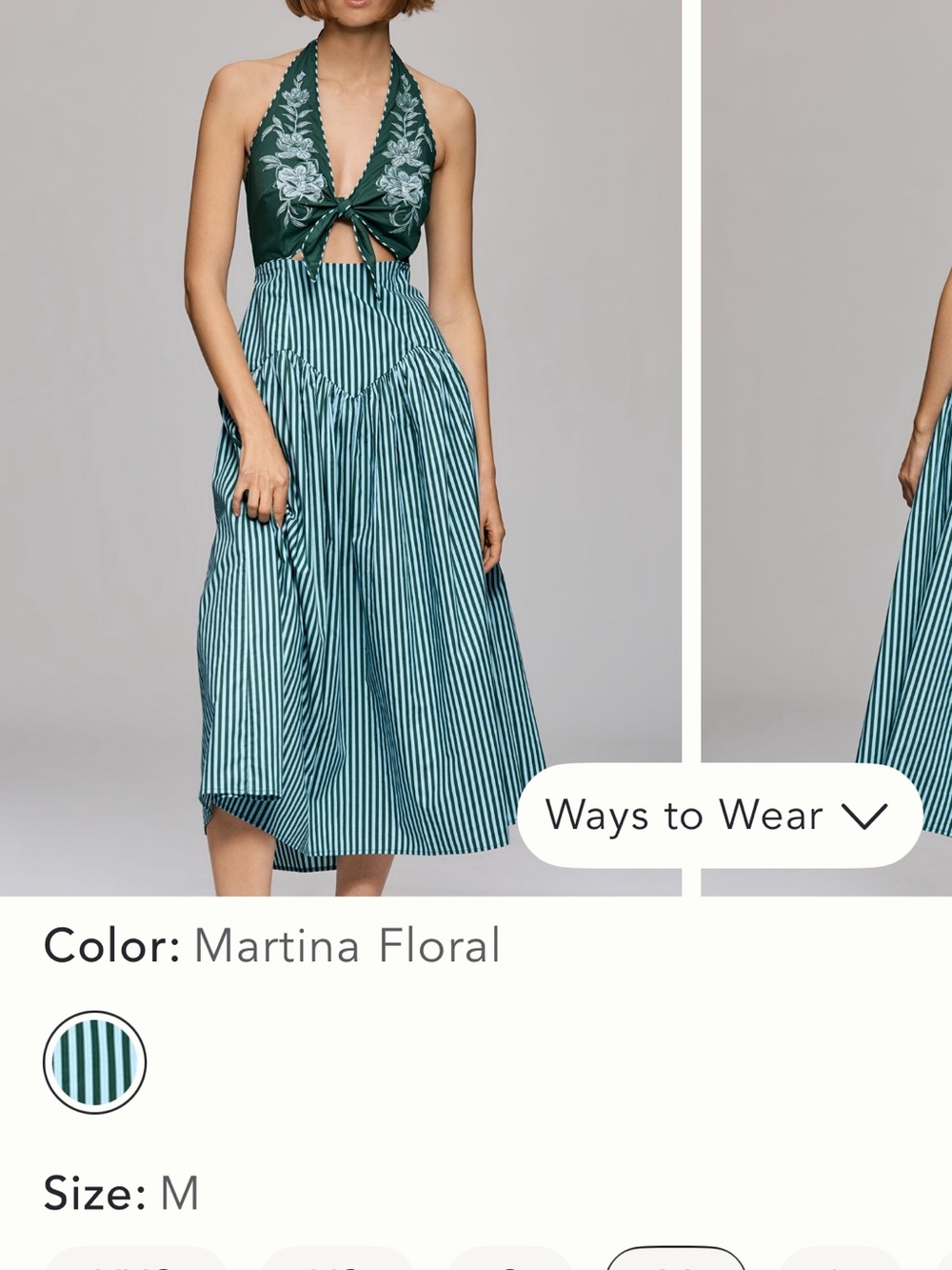 FARM Rio Green Martina Floral Backless Halter Dress NWOT
